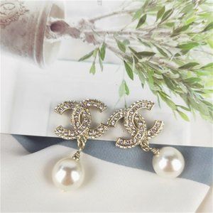 Diamond Pendant Pearl Earrings^SP13^🍈
